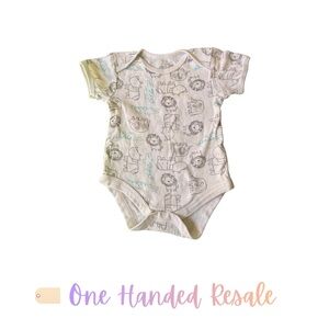 🐊 Rene Rofe baby White Bodysuit Onesie Zoo Animal Lion Rhino Elephant L 6-9M